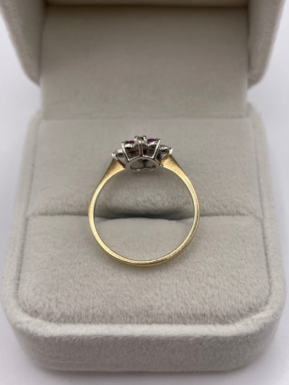 9ct gold ruby and diamond ring