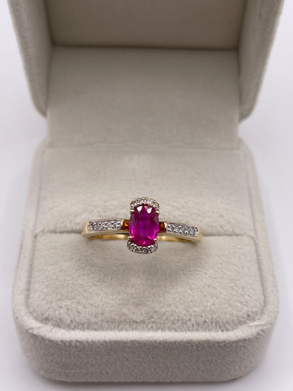 9ct gold ruby and diamond ring