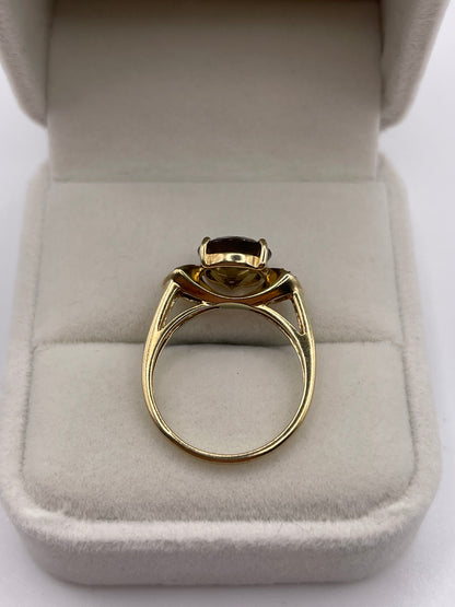9ct gold Smokey quartz and diamond ring