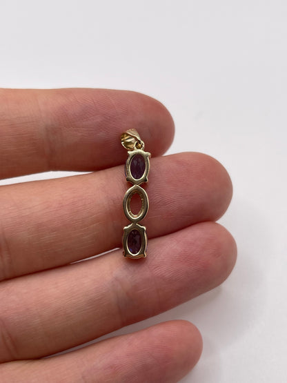 9ct gold iolite and diamond pendant