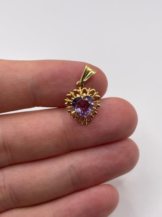 9ct gold amethyst heart pendant