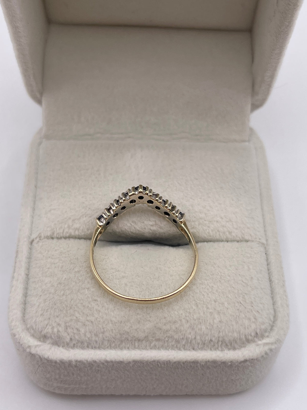 9ct gold sapphire and diamond wishbone ring