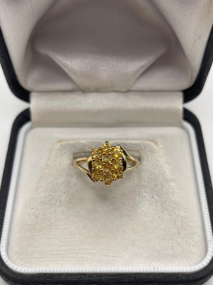 9ct gold citrine cluster ring