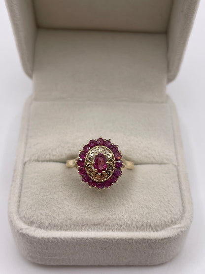 9ct gold ruby cluster ring