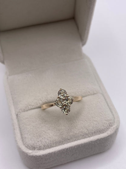 9ct gold quartz cluster ring