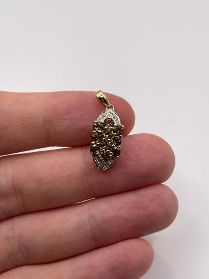 9ct gold quartz and diamond pendant