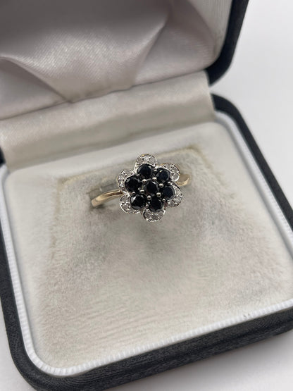 9ct gold diamond cluster ring