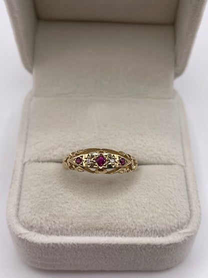 9ct gold ruby and diamond ring