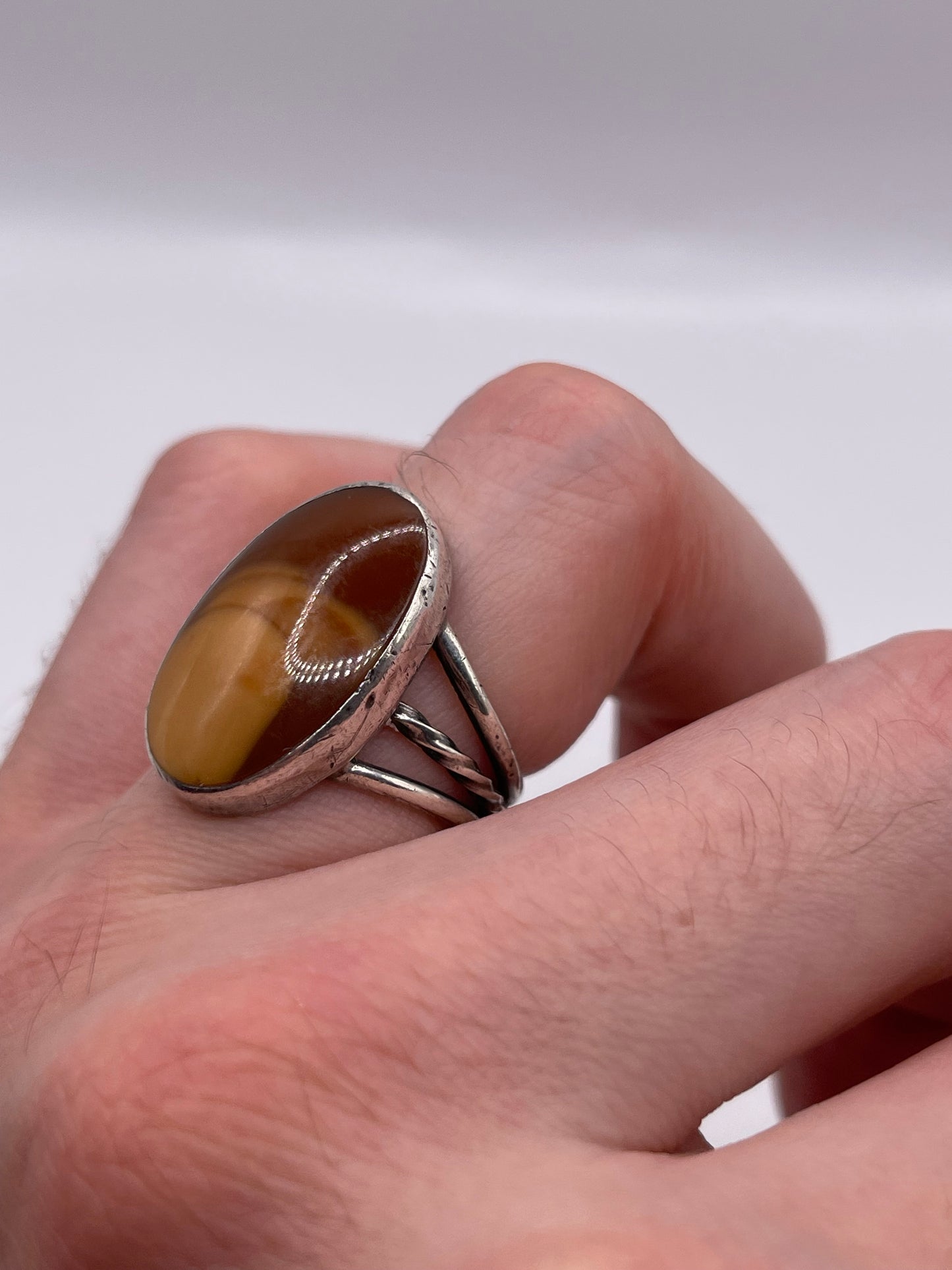 Silver gemstone ring
