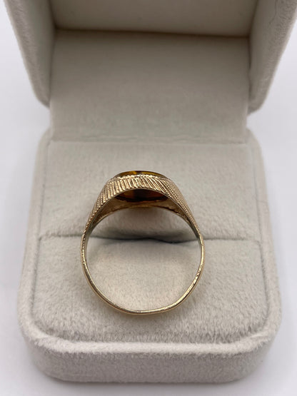 9ct gold tigers eye and diamond signet ring
