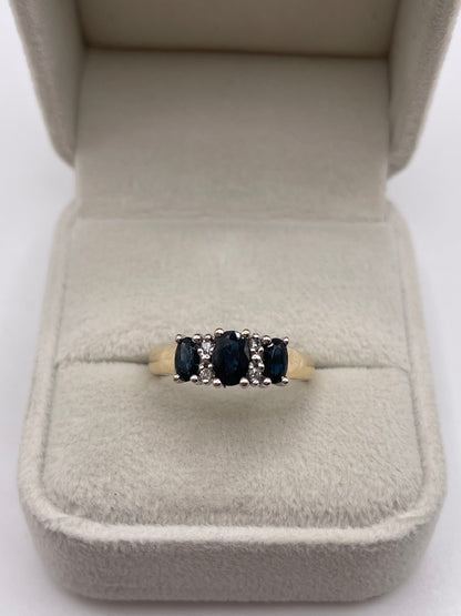 9ct gold sapphire and diamond ring
