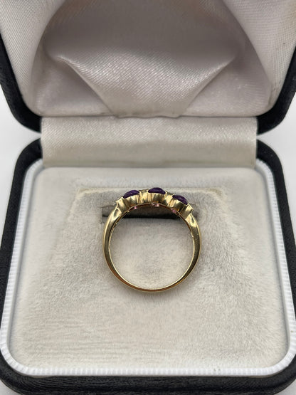 9ct gold amethyst and diamond ring