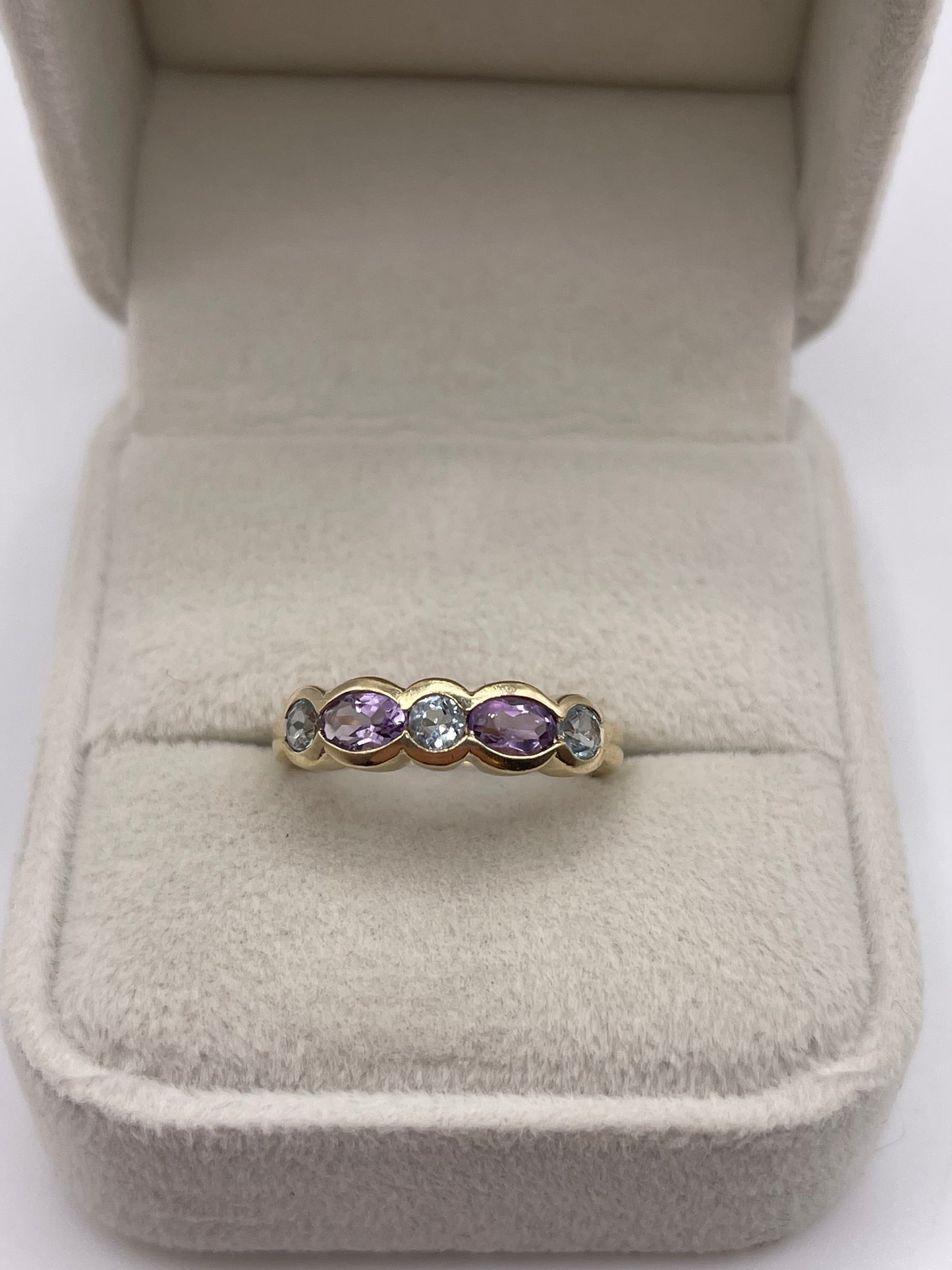 9ct gold amethyst and topaz ring