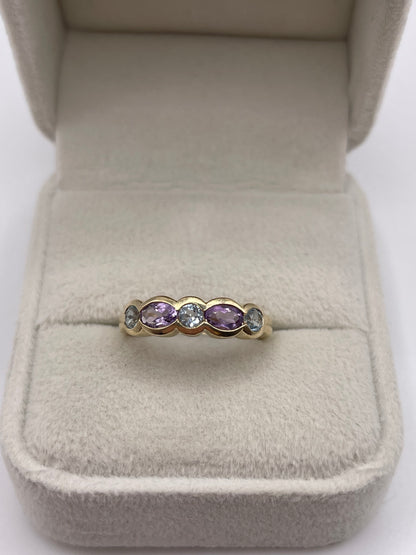 9ct gold amethyst and topaz ring