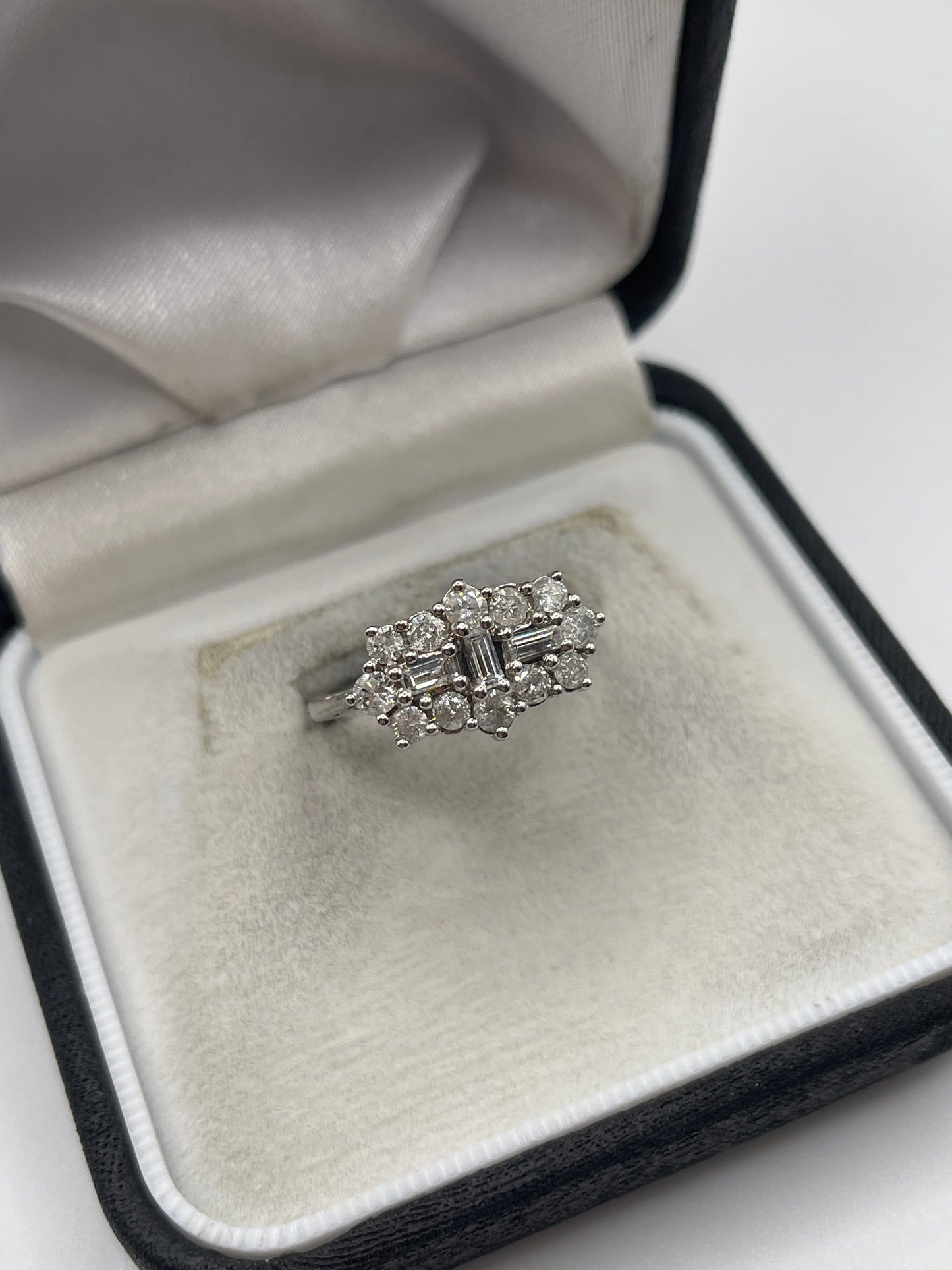 18ct white gold diamond cluster ring
