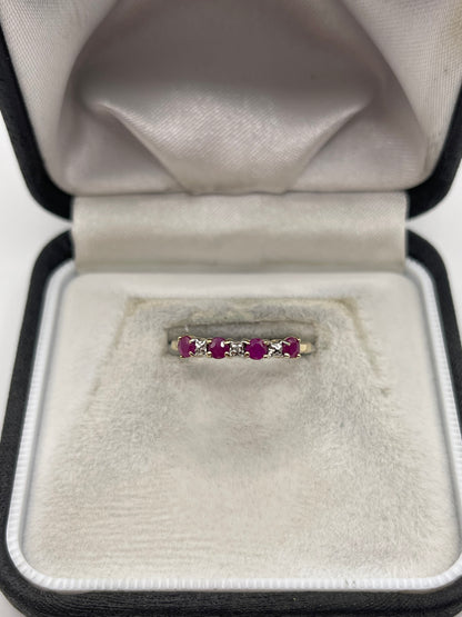 9ct gold ruby and diamond ring