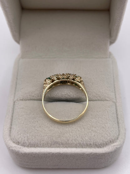 9ct gold emerald and pearl ring