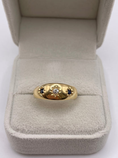 Antique 18ct gold sapphire and diamond gypsy ring