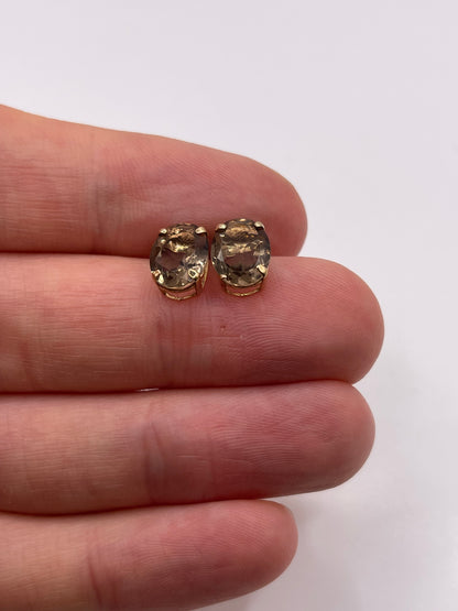 9ct gold Smokey quartz earrings