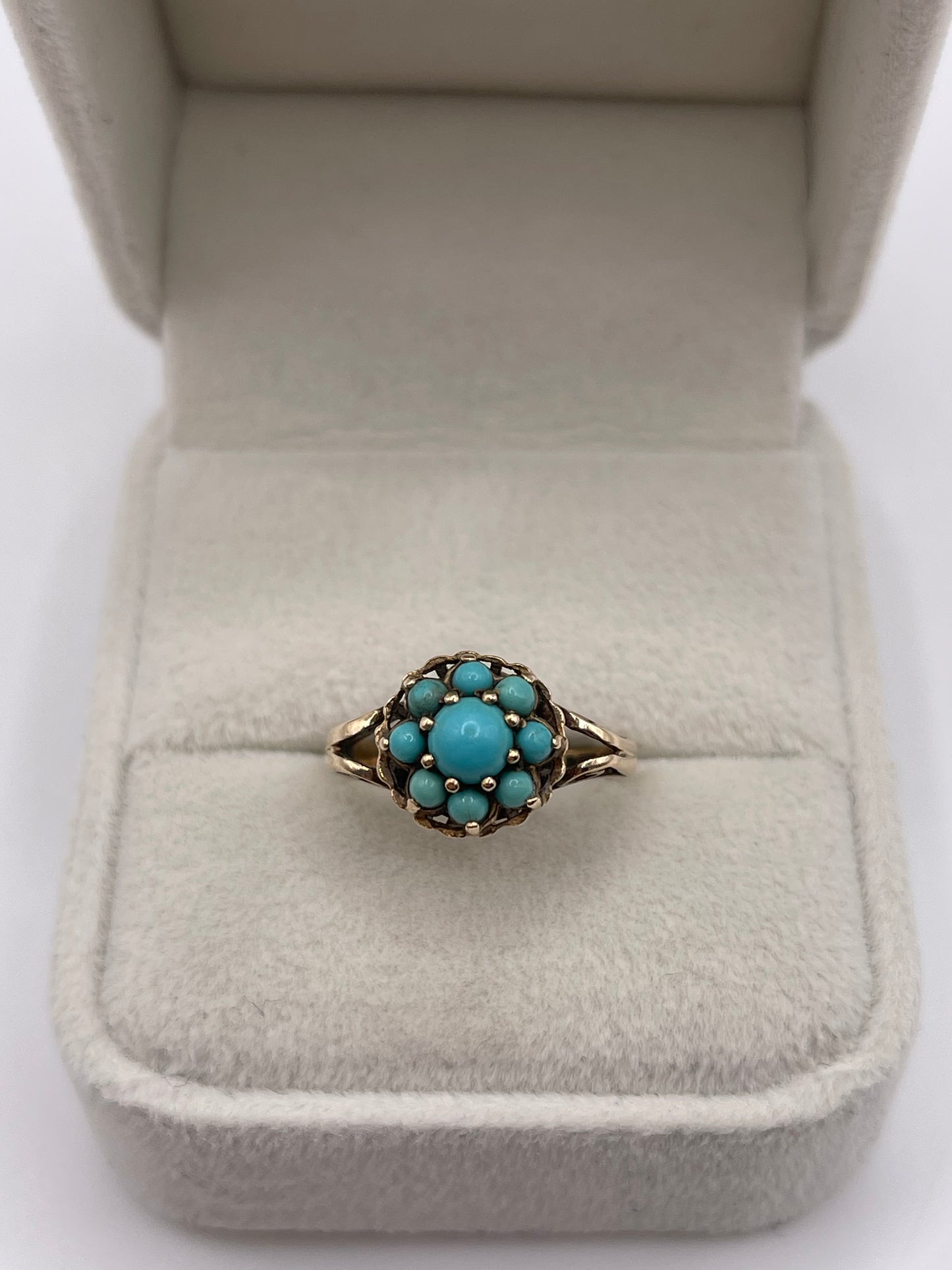 9ct gold turquoise cluster ring