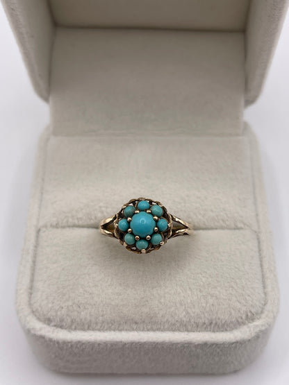 9ct gold turquoise cluster ring