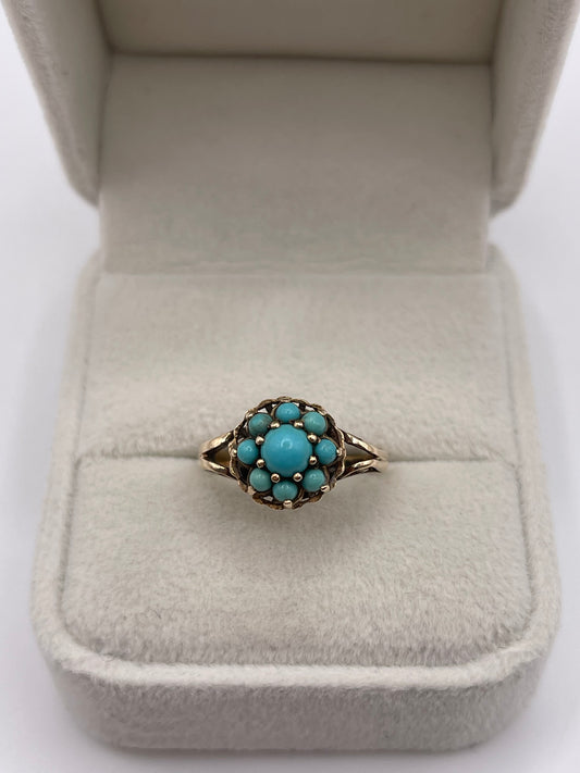 9ct gold turquoise cluster ring