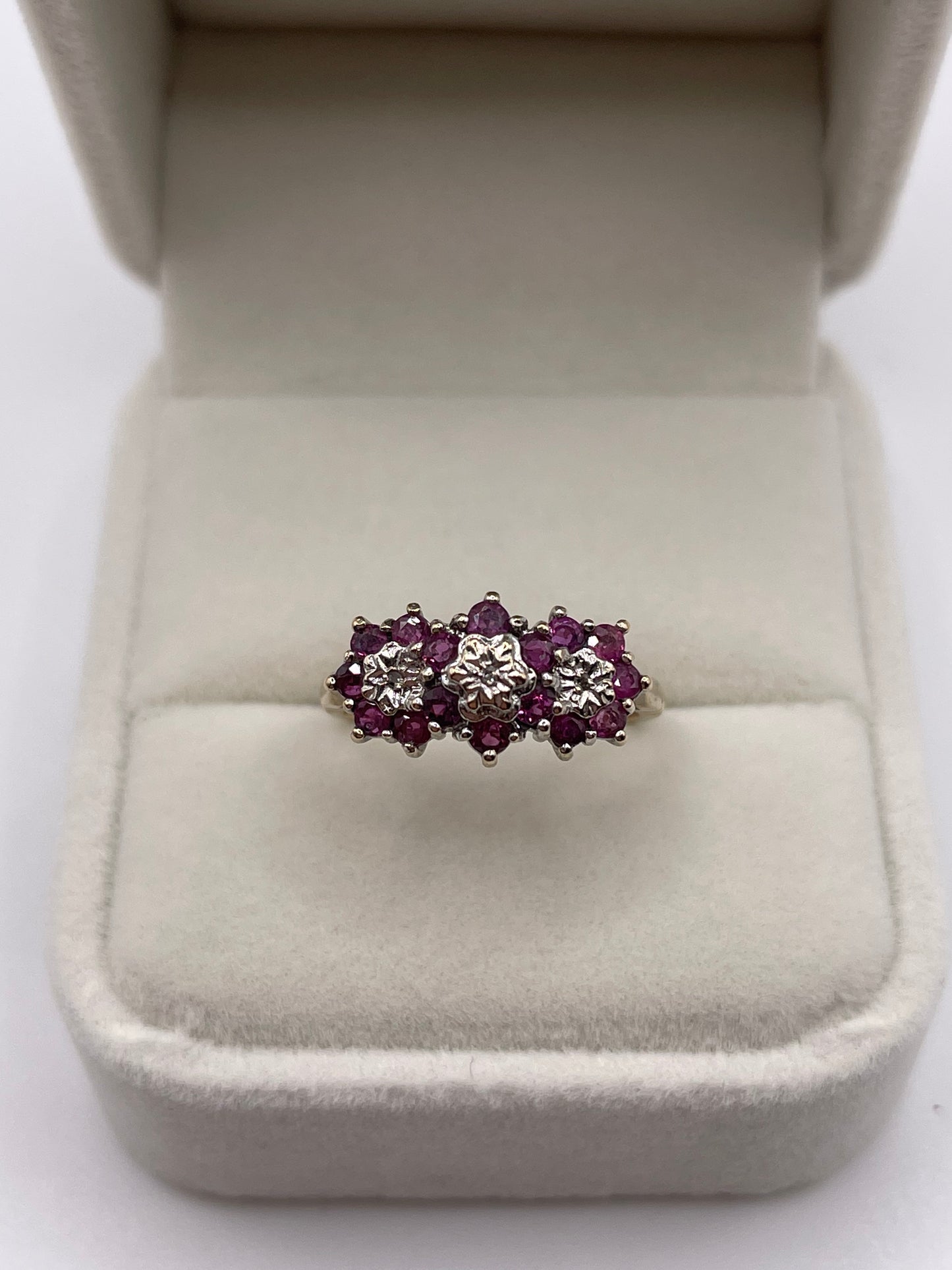 9ct gold ruby and diamond ring