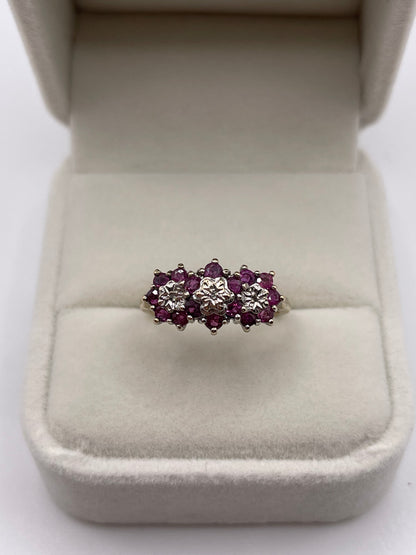 9ct gold ruby and diamond ring