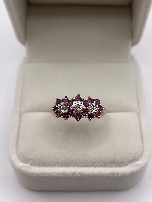 9ct gold ruby and diamond ring