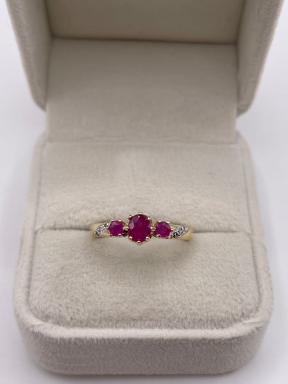 9ct gold ruby and diamond ring