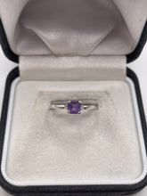 Load image into Gallery viewer, 9ct white gold amethyst and diamond ring
