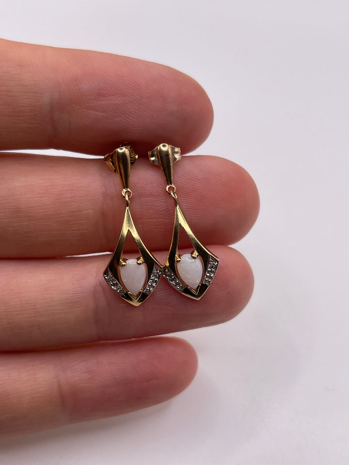 9ct gold opal and diamond earrings