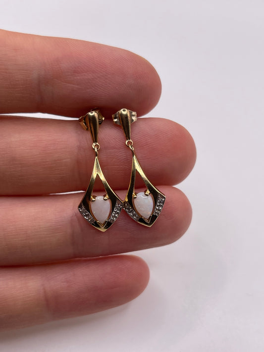 9ct gold opal and diamond earrings