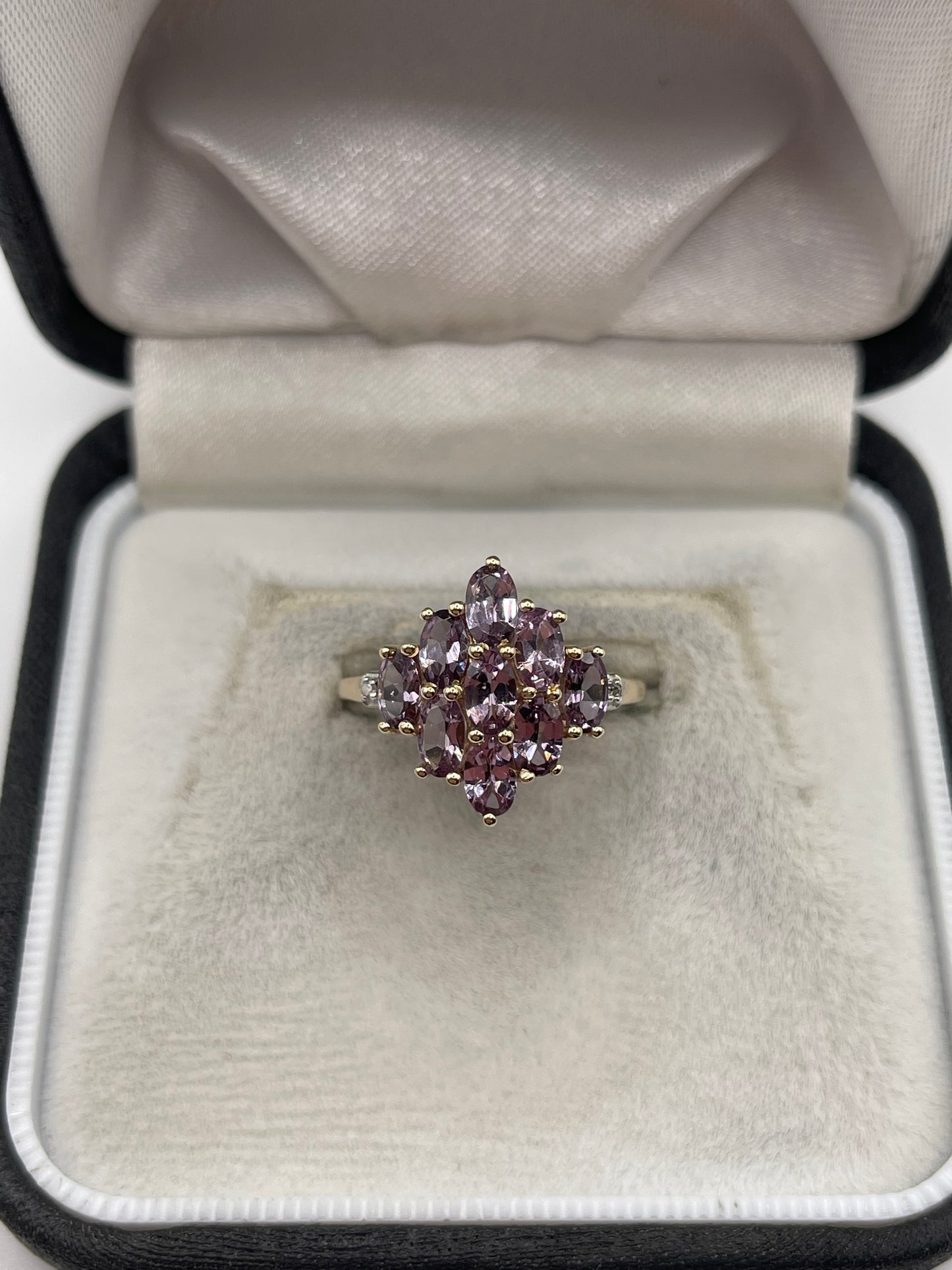 9ct gold spinel and diamond ring