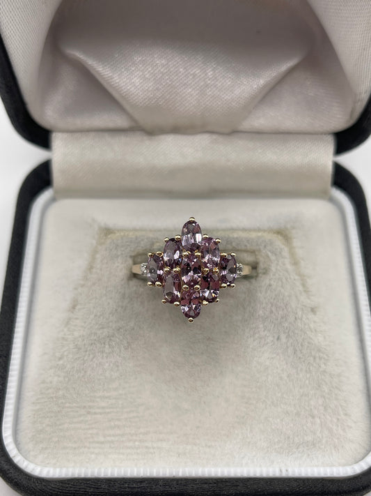 9ct gold spinel and diamond ring