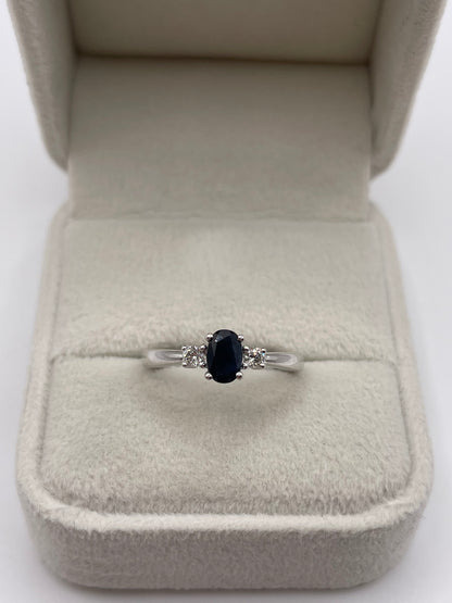 9ct white gold sapphire and diamond ring