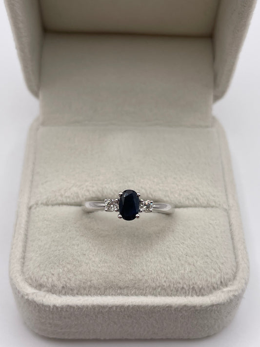 9ct white gold sapphire and diamond ring