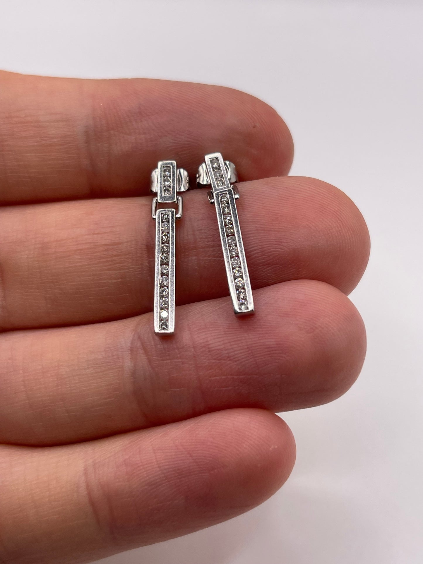 9ct white gold diamond earrings