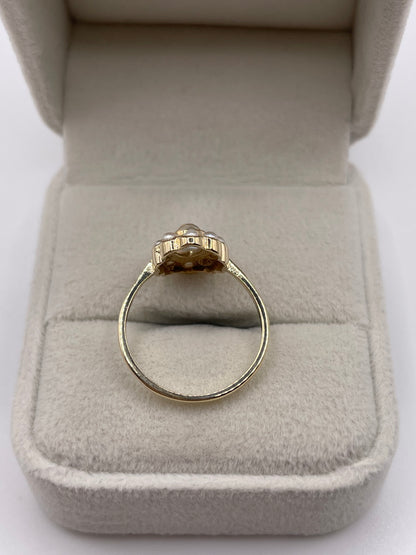 9ct gold moonstone and pearl ring