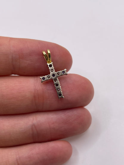 18ct gold sapphire and diamond cross pendant