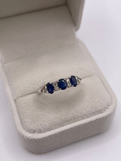 9ct white gold sapphire and diamond ring