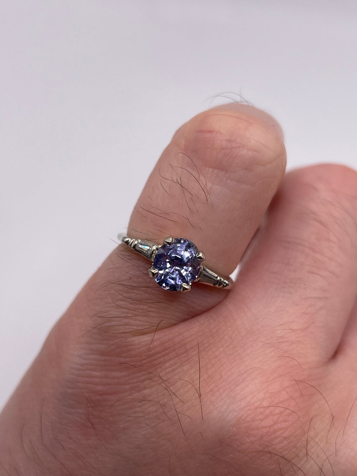 14ct white gold sapphire and diamond ring