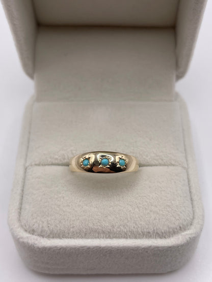 9ct gold turquoise gypsy ring