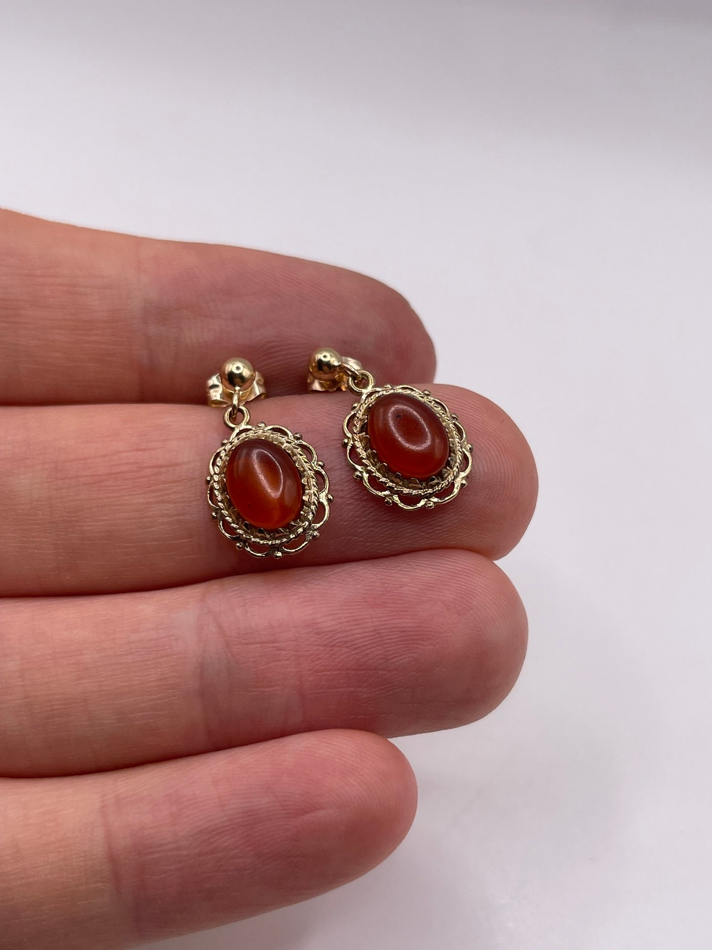 9ct gold amber earrings