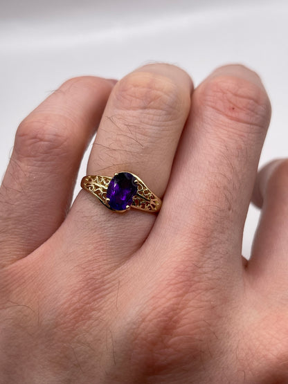 9ct gold amethyst ring
