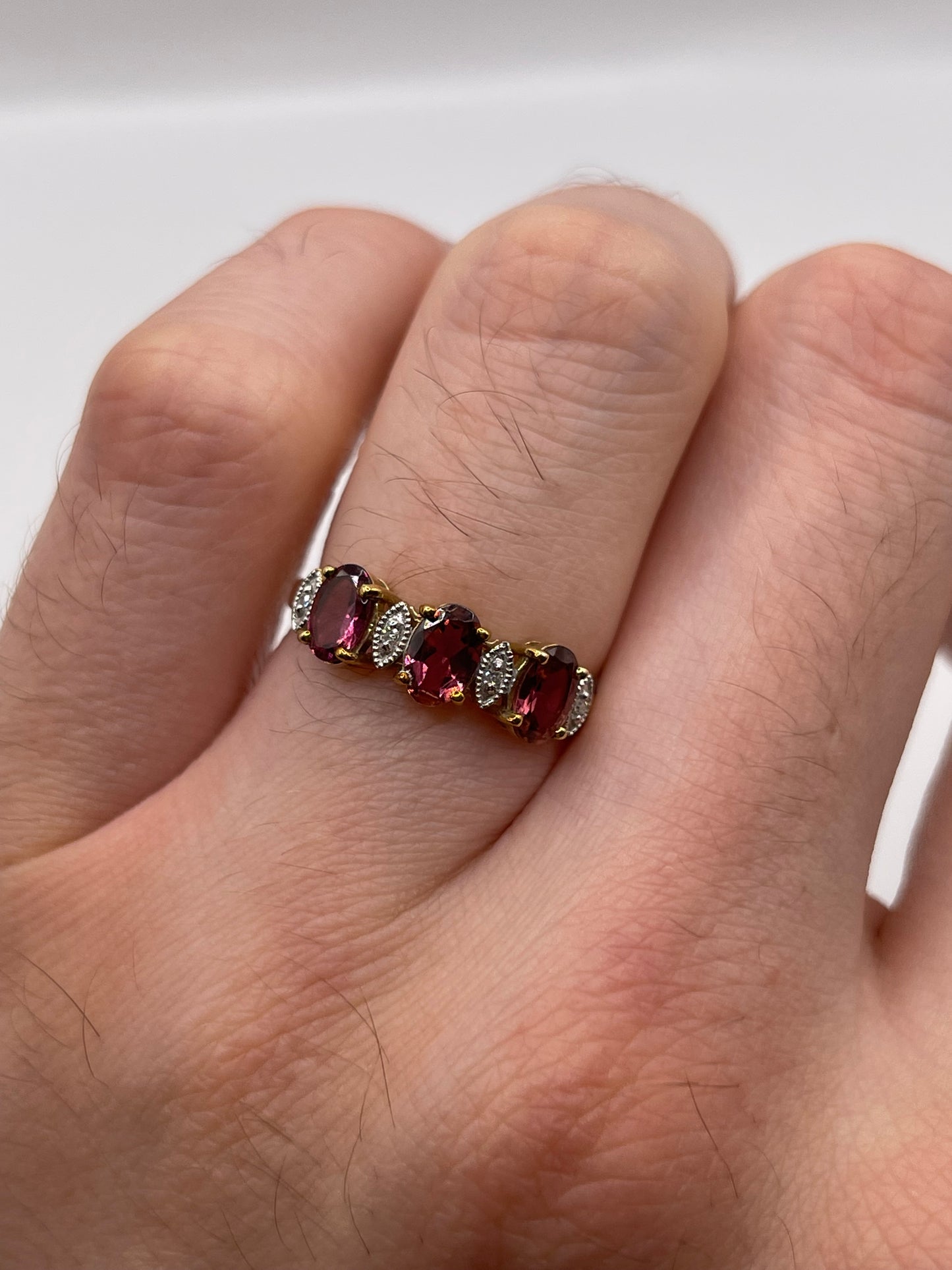 9ct gold tourmaline and diamond ring