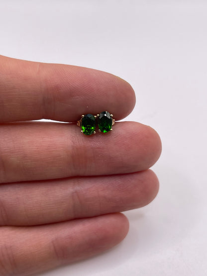 9ct gold diopside earrings
