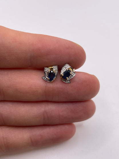 9ct gold sapphire and diamond earrings