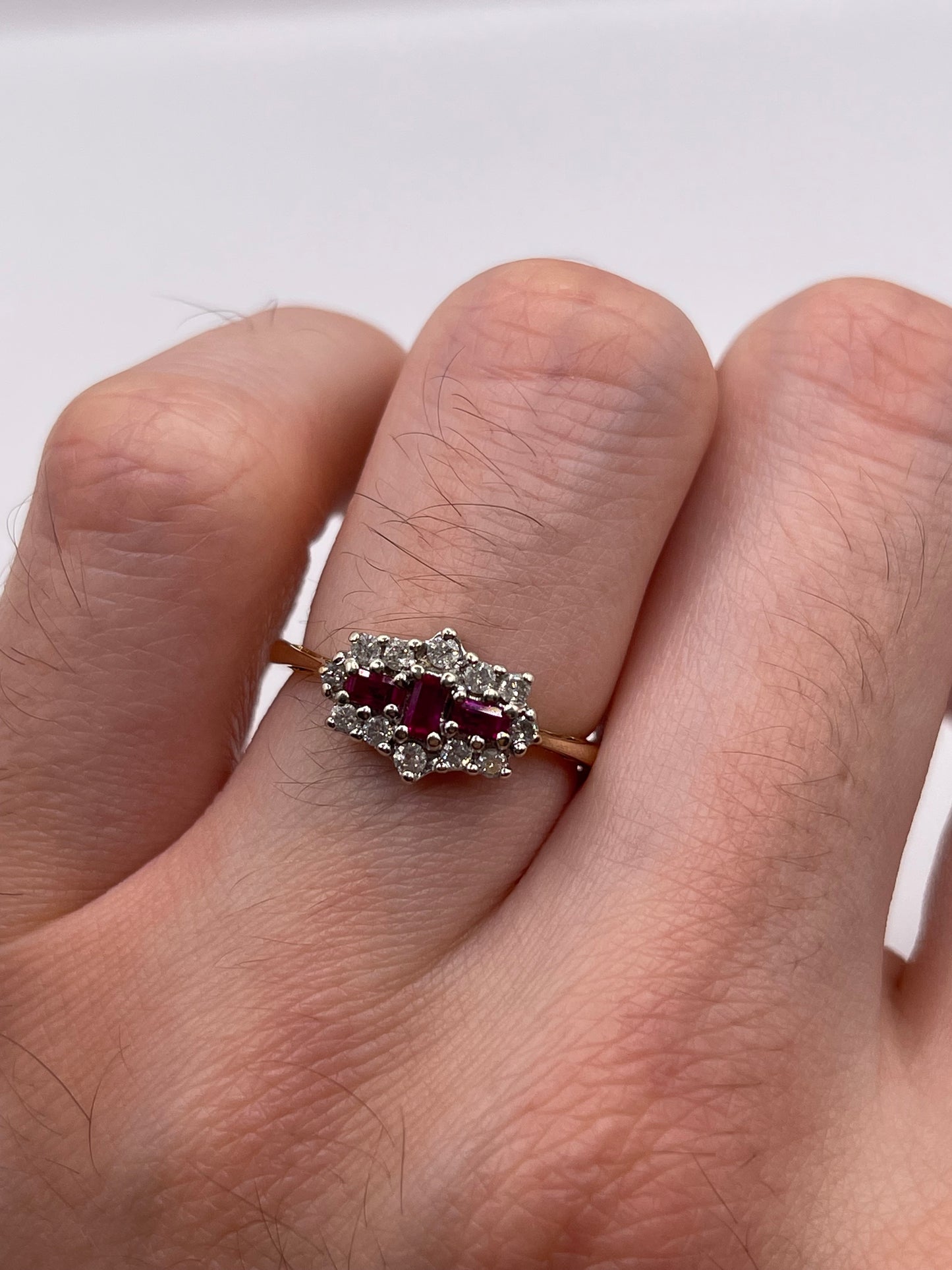 9ct gold ruby and diamond ring