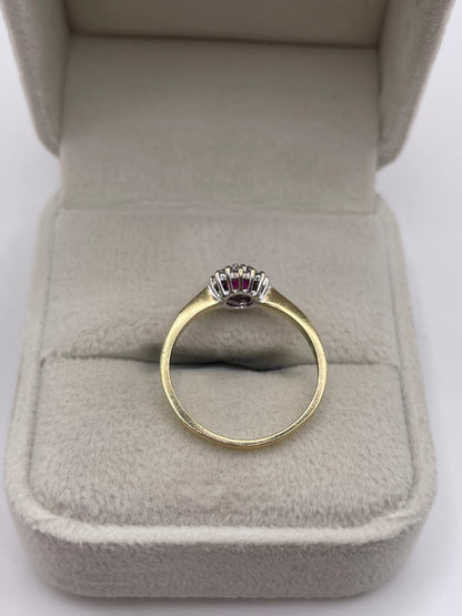 9ct gold ruby and diamond ring